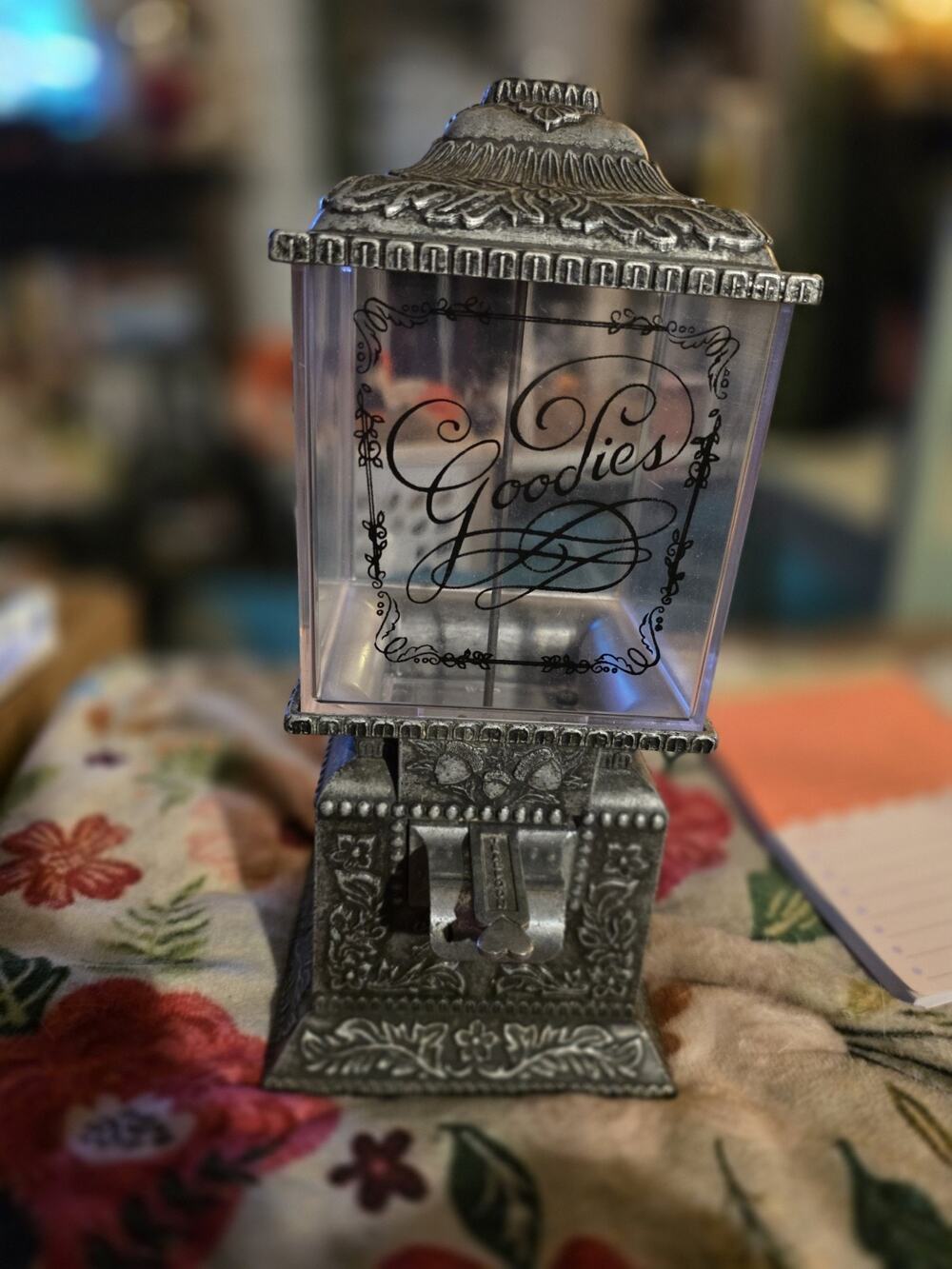 Vintage Goodies Retro Nut Candy Gumball Machine Dispenser Metal Cherubs Spoon